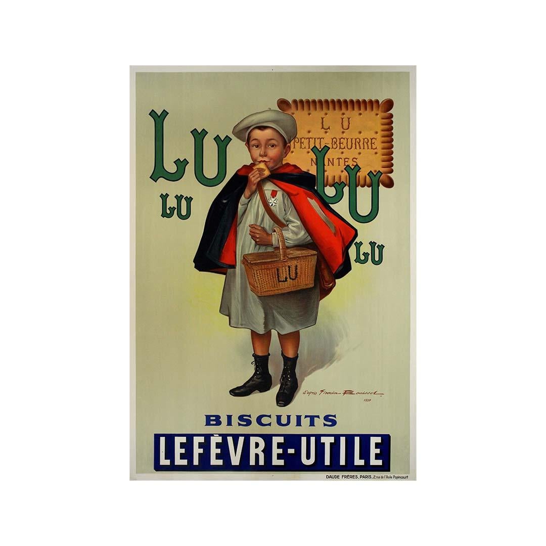 Circa 1930 original poster after Firmin Bouisset - Lu Biscuits Lefevre-Utile For Sale 2