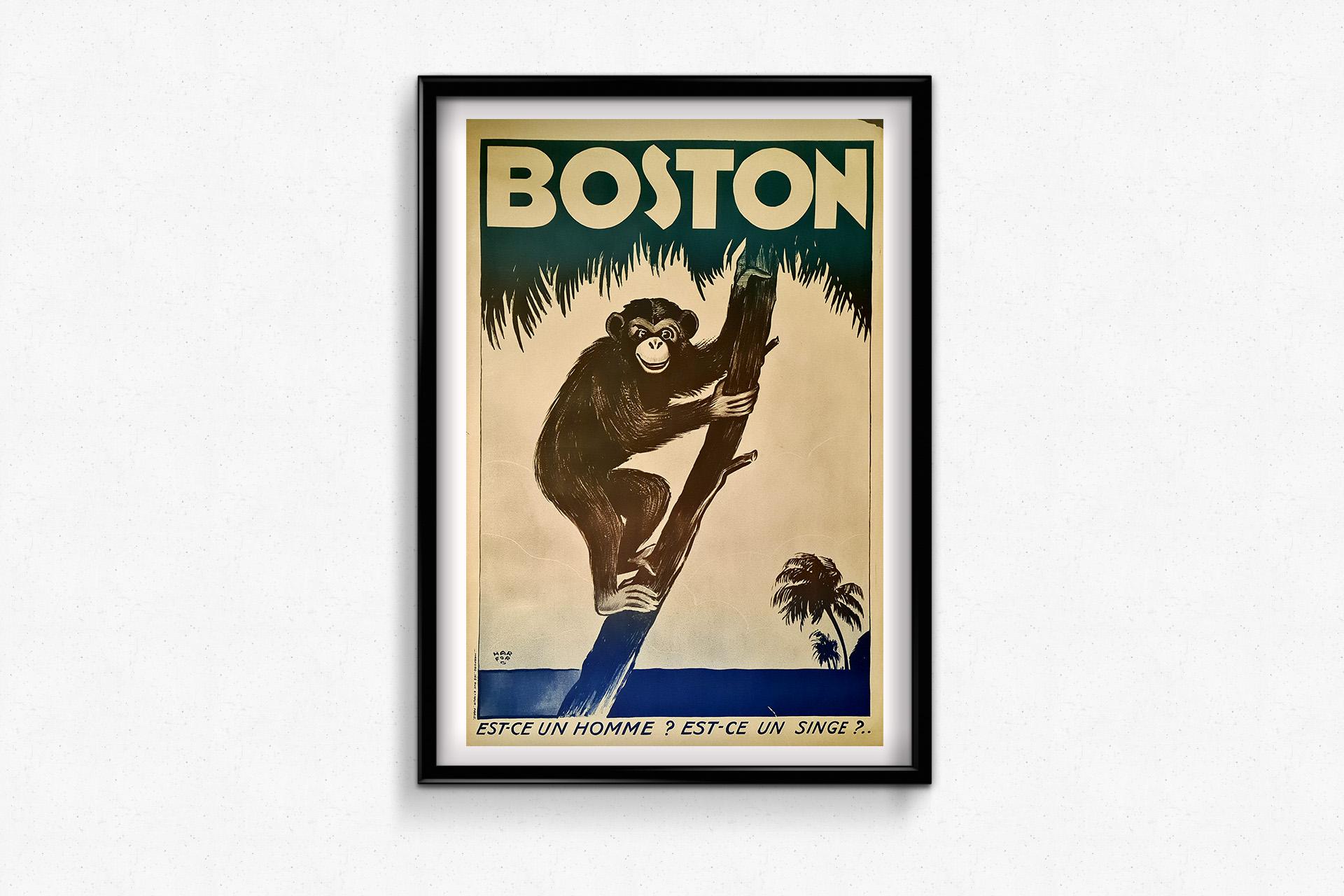 Designed in the golden age of spectacle and live entertainment, this poster likely promoted a vaudeville act, sideshow attraction, or variety performance that blurred the line between man and beast—possibly involving a performer in disguise or an