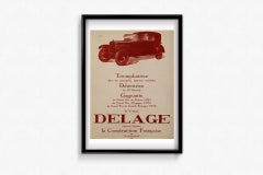 Circa 1930 original poster for The Delage car French automotive advertising