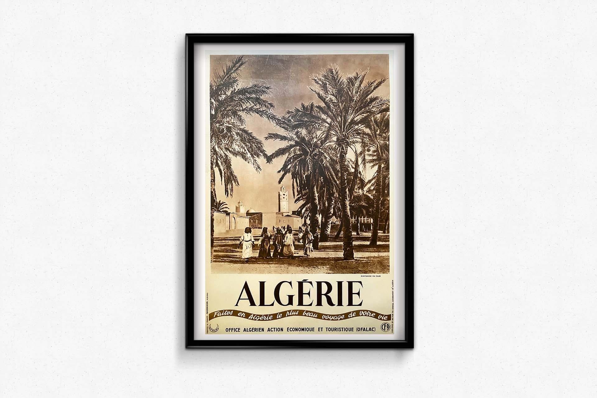 Circa 1930 Affiche originale Faites en Algérie le plus beau voyage de votre vie en vente 2