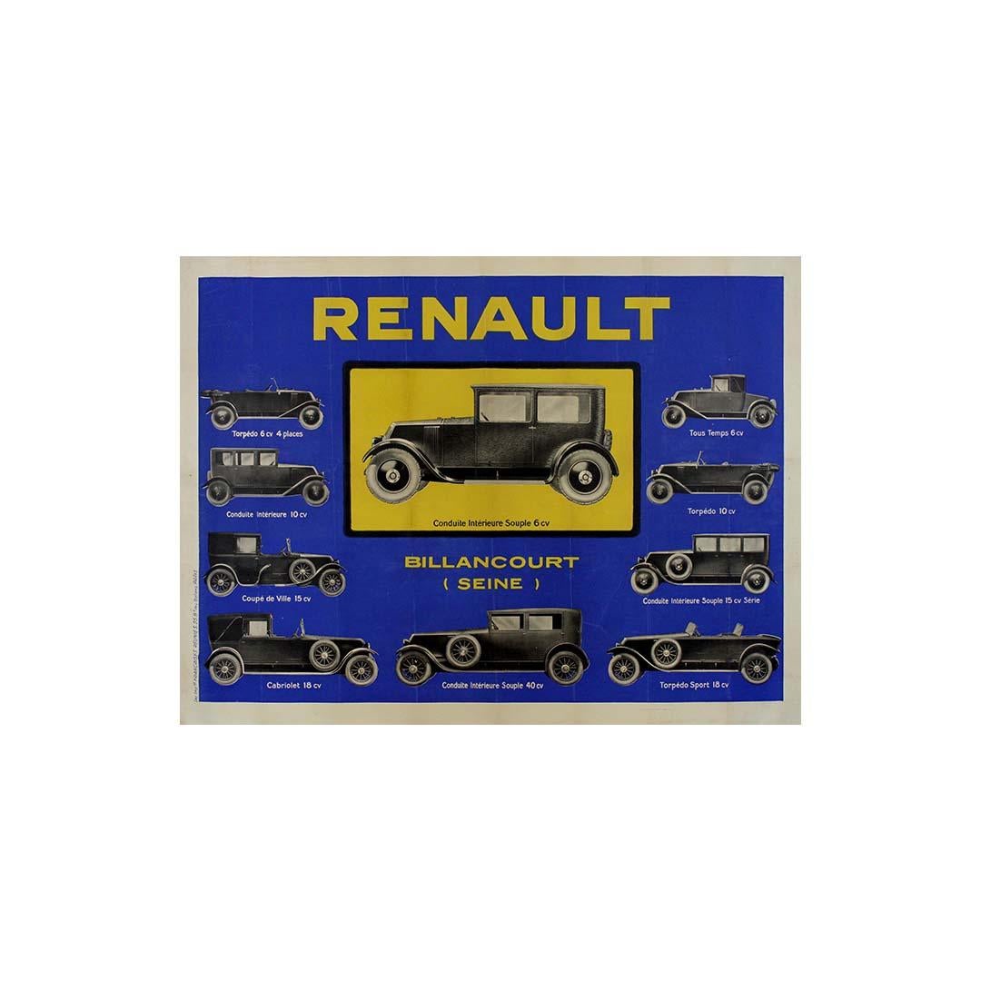 Circa 1930 original poster of Renault Conduite Intérieure Souple 6CV For Sale 1