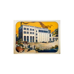 Circa 1930 Cartel original de la Gran Cervecería de Lambezellec en Bretaña