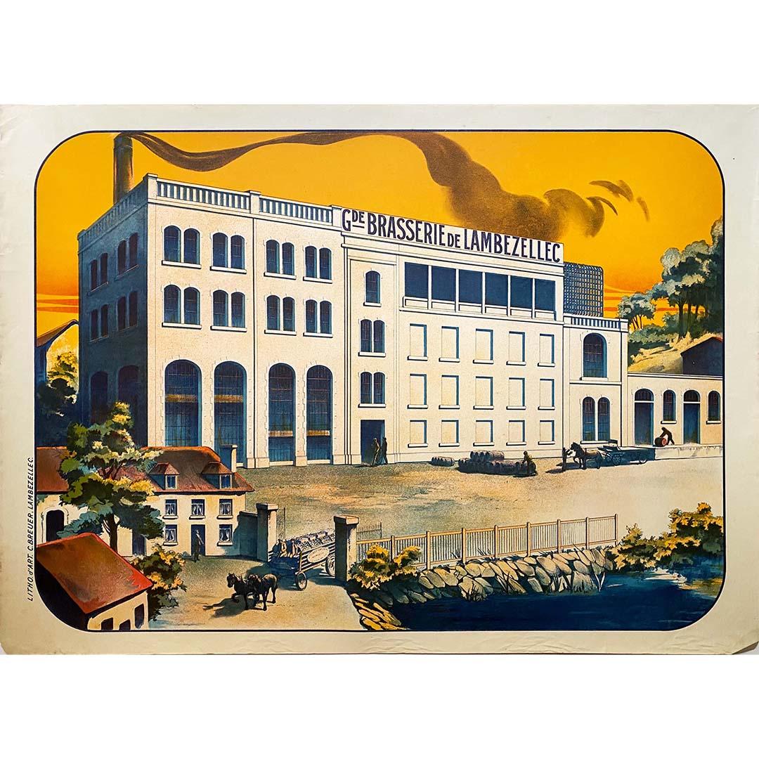 Circa 1930 Original poster of the Great Brewery of Lambezellec in Brittany - Print by Unknown