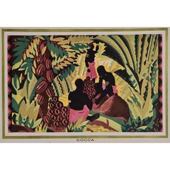 Circa 1930 original poster titled "Cocoa" colonial-era agricultural production