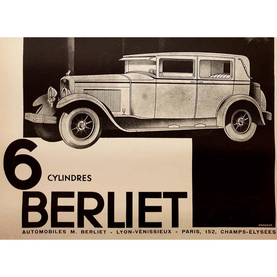 Dieses Werbeplakat wurde erstellt, um für das 6-Zylinder-Modell von Berliet Automobile zu werben, einem 1899 gegründeten französischen Automobilhersteller.
Dieses Plakat zeichnet sich durch elegante Linien und ein Werk des Kontrasts zwischen