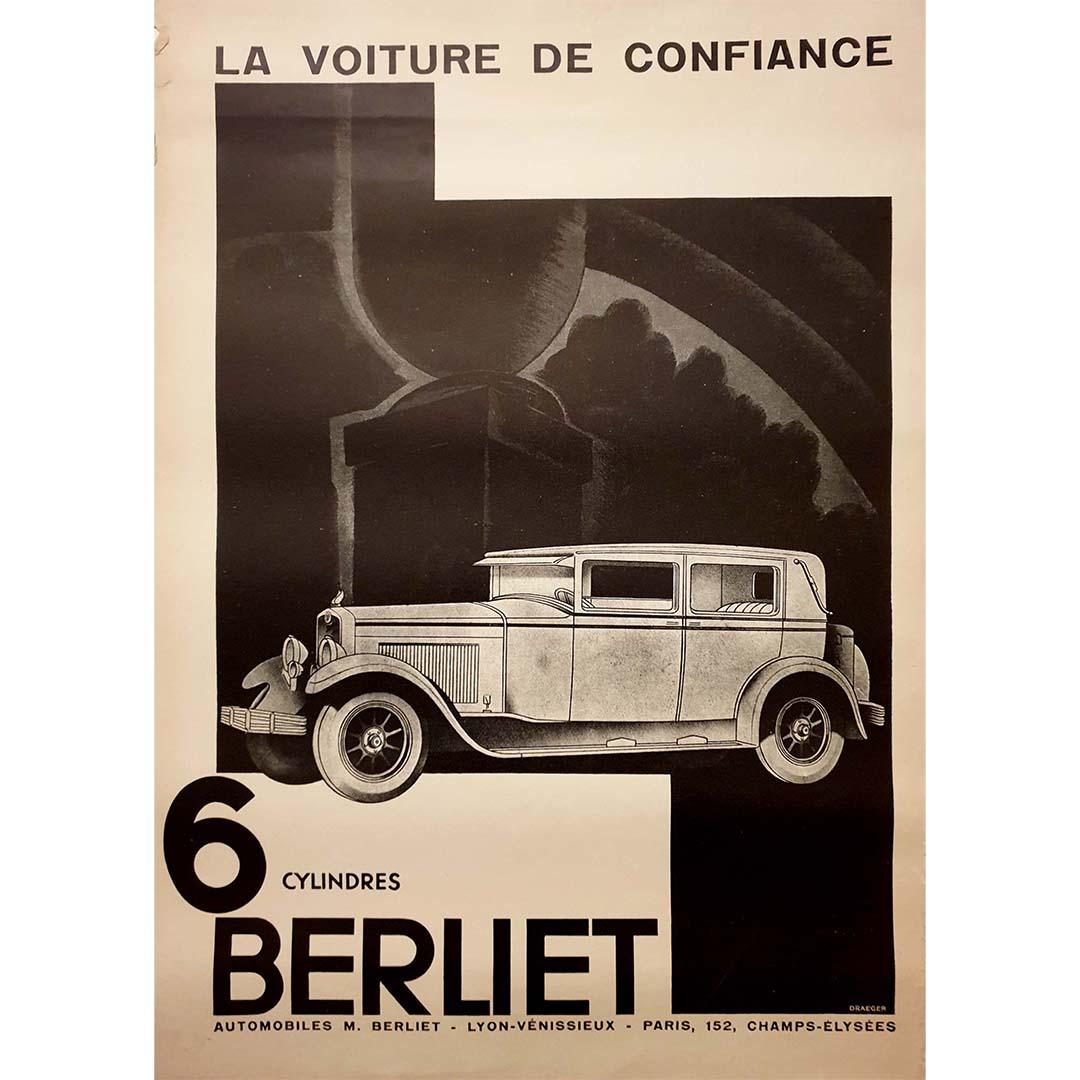 Originalplakat aus der Zeit um 1930 zur Förderung des 6-Zylinder-Modells des Berliet-Autos – Print von Unknown
