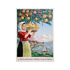 Antique Circa 1930 Original travel poster for Albania Himare - Tourism 