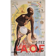 Circa 1930 original travel poster for The AOF (Afrique-Occidentale Française)