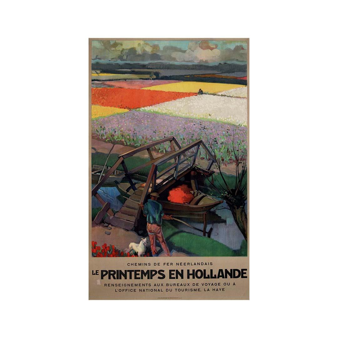 Circa 1930 original travel poster Springtime in Holland - Dutch Railways For Sale 2