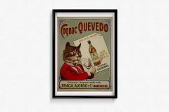 Circa 1930 original vintage advertising poster for Cognac Quevedo