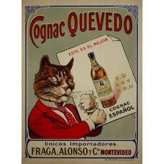 Circa 1930 original Vintage advertising poster for Cognac Quevedo