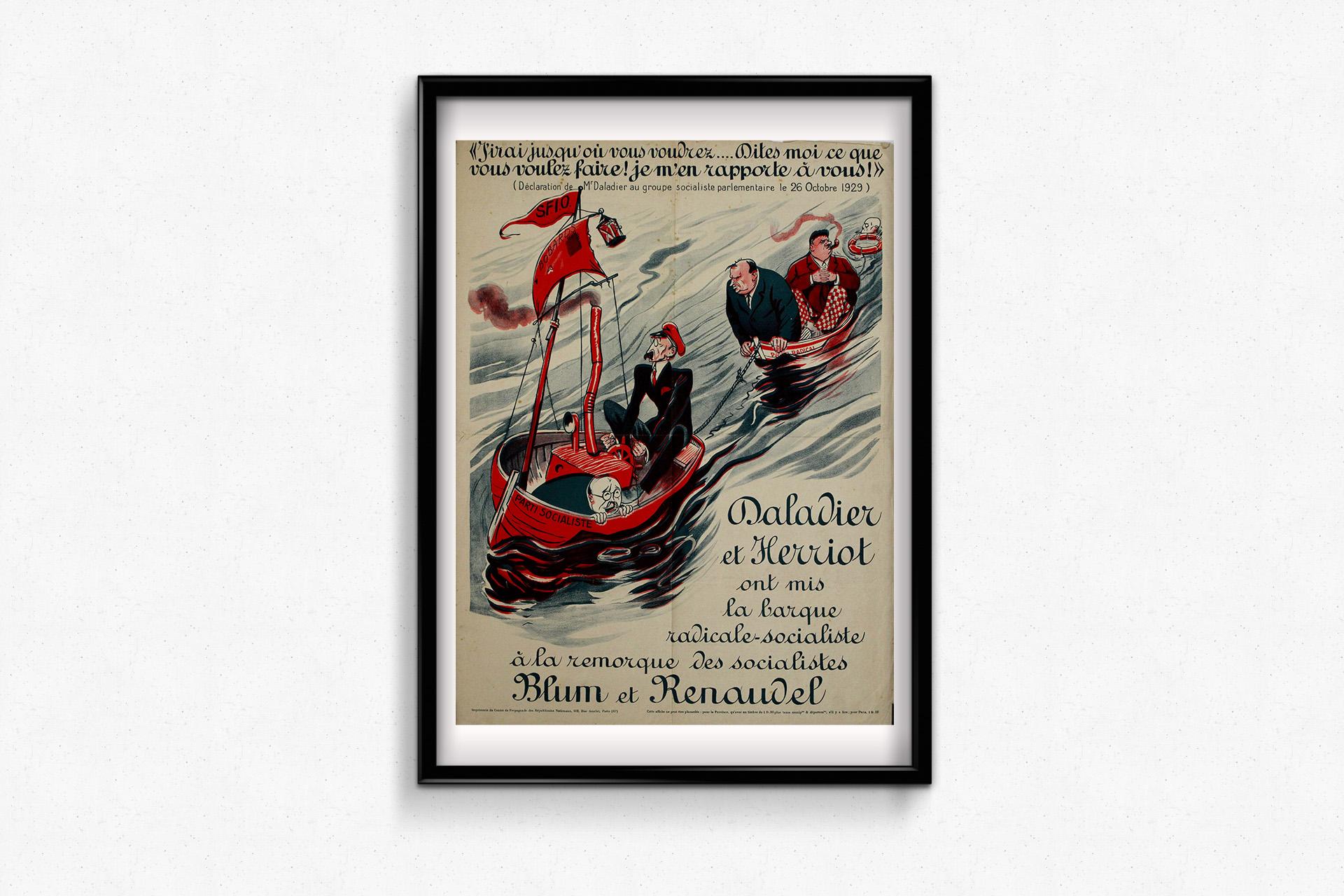 CIRCA 1930 politische Karikatur - Daladier & Herriot - Blum & Renaudel im Angebot 2