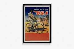 Circa 1940 original advertising poster for BSA bicycles