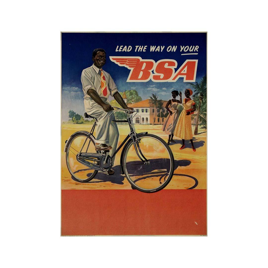 Circa 1940 original advertising poster for BSA bicycles For Sale 1