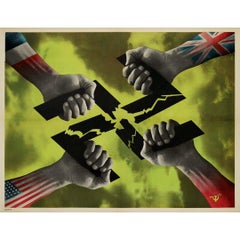 Cartel original de 1944 que muestra la Esvástica rota por los Aliados