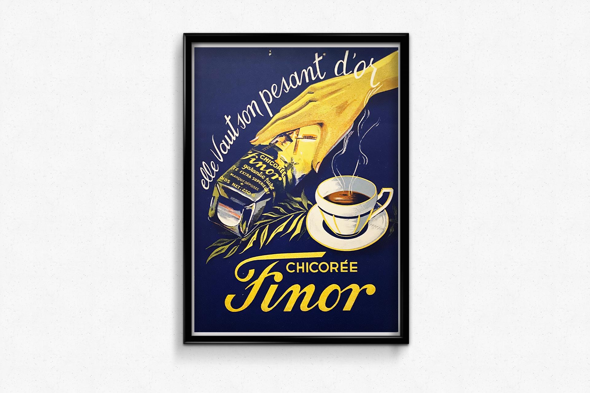 This advertising card was created to promote the famous Finor chicory brand.

French history is closely linked to chicory consumption. Indeed, it was when the English imposed a continental blockade on Napoleon that France experienced its first