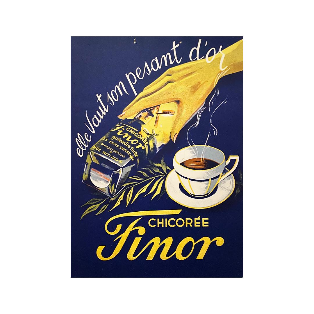 Circa 1950 advertising card for La Chicorée Finor For Sale 1