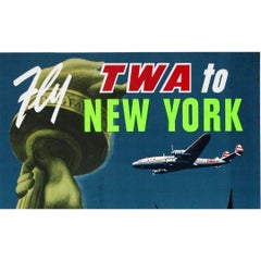 Circa 1950 Fly TWA to New York original poster