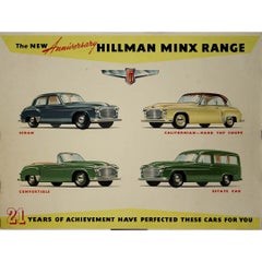Vintage Circa 1950 Original advertising poster by the Rootes Group - Hillman Minx Range