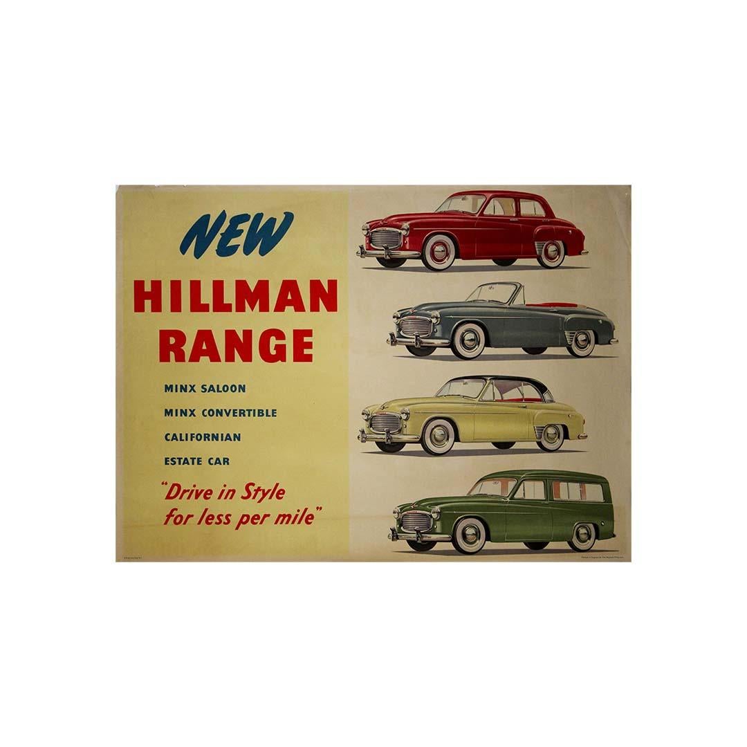 Circa 1950 Original advertising poster for the New Hillman Range - Rootes Group For Sale 1
