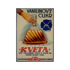 Circa 1950 original advertising poster for “Vanilinový Cukr KVĚTA”