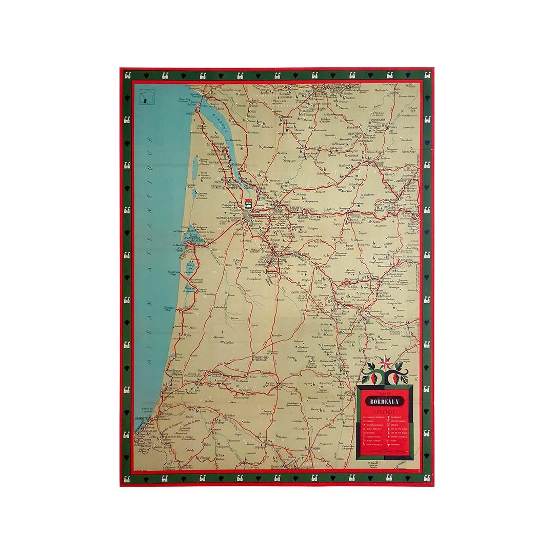 La mappa illustrata originale del 1950 circa di 