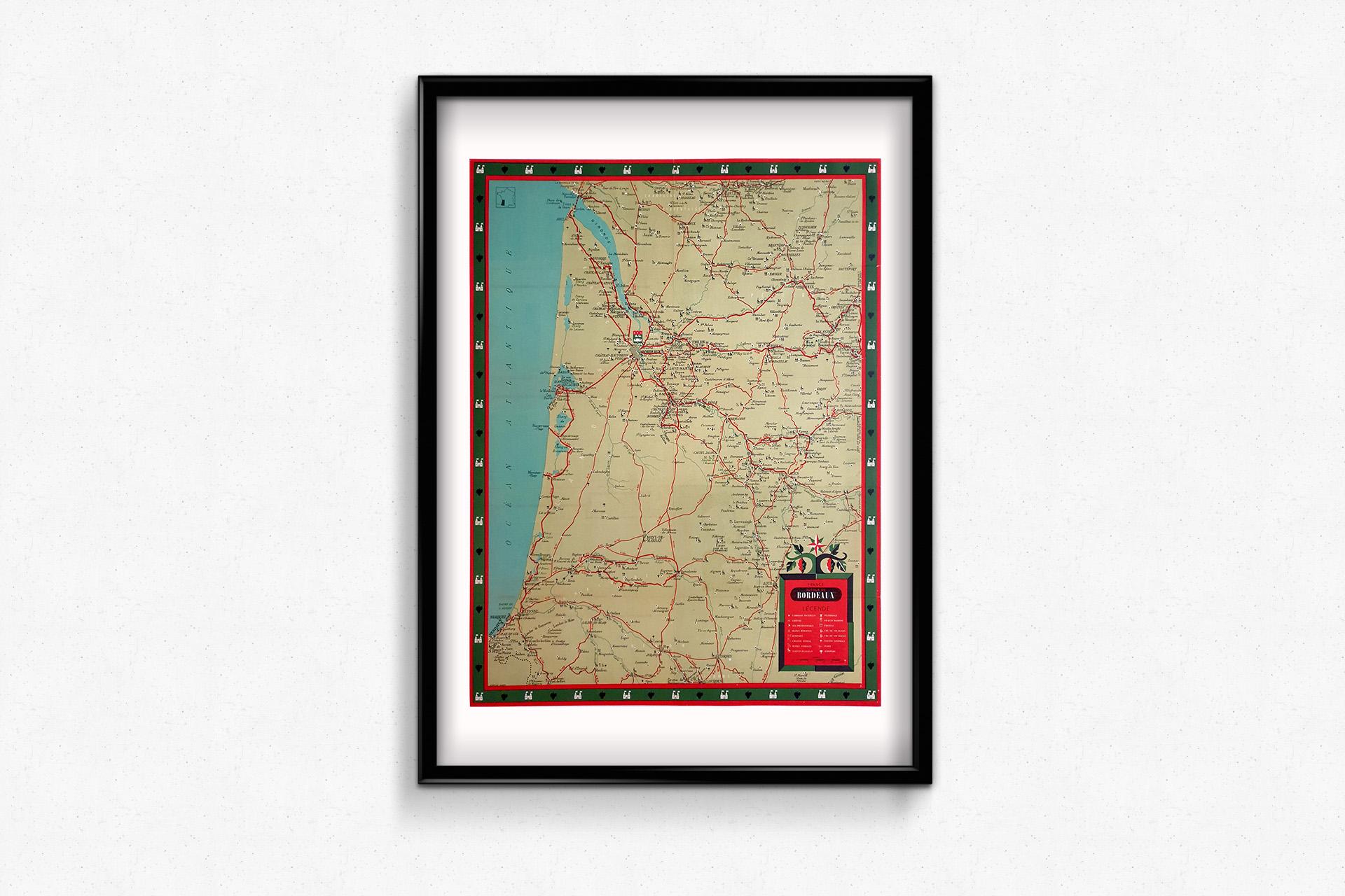 Mappa illustrata originale del 1950 circa per 