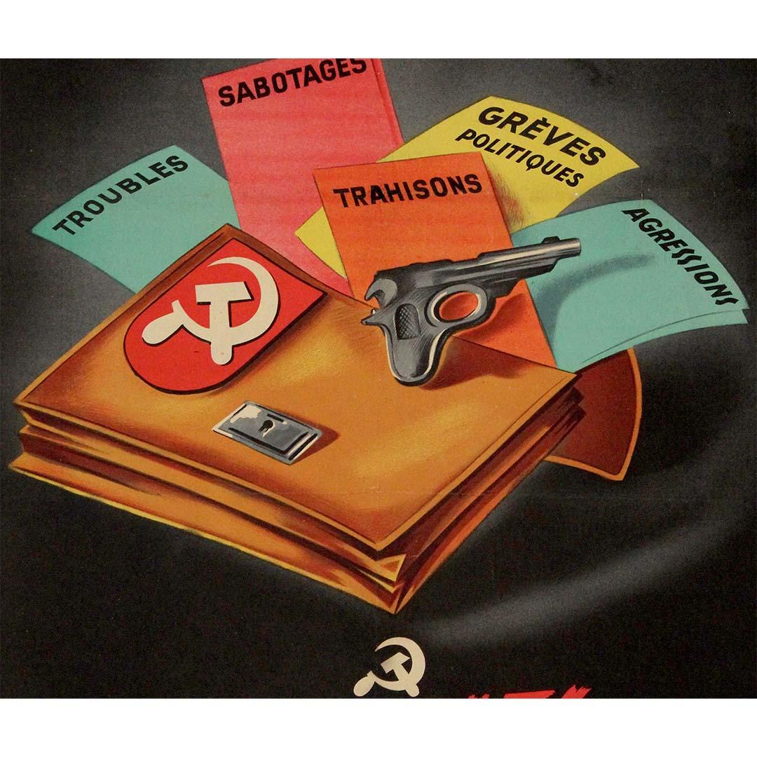 Cartel original de 1950 de la organización anticomunista francesa Paix et Liberté en venta 1