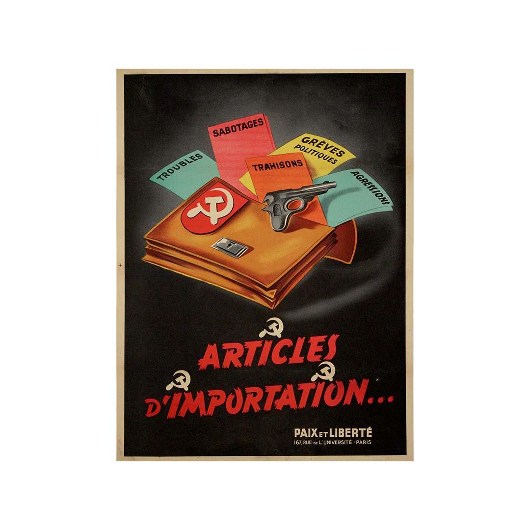 Cartel original de 1950 de la organización anticomunista francesa Paix et Liberté en venta 2