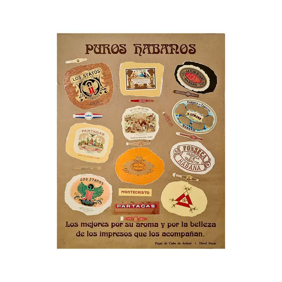 Circa 1950 Original poster for brands of Puros Habanos  - Cigar - Print by Unknown