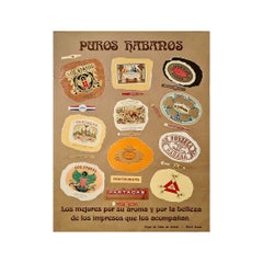 Retro Circa 1950 Original poster for brands of Puros Habanos  - Cigar