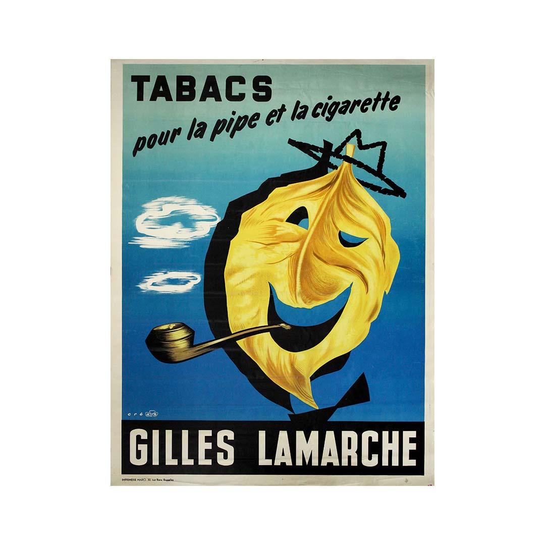 CIRCA 1950 Originalplakat für Gilles Lamarche Tabakwaren – Print von Unknown
