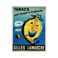 Circa 1950 original poster for Gilles Lamarche tobacco products