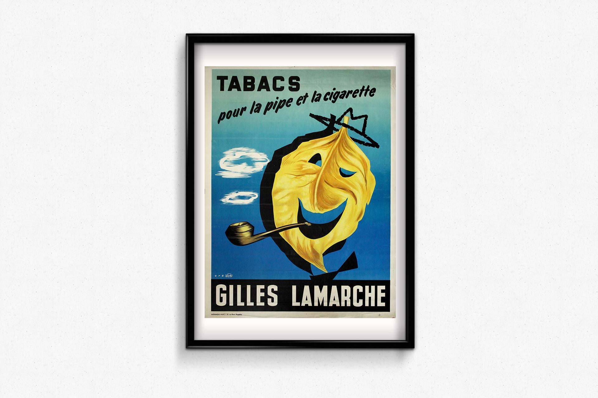 CIRCA 1950 Originalplakat für Gilles Lamarche Tabakwaren (Blau), Print, von Unknown