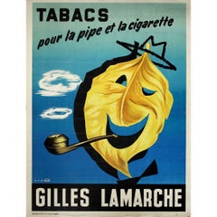 Circa 1950 original poster for Gilles Lamarche tobacco products