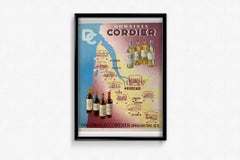 Cartel original de 1950 para Domaines Cordier, vins de bordeaux - Vino