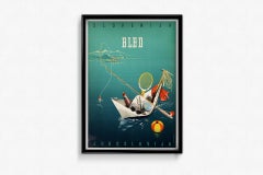 Circa 1950 original poster that promotes Bled—Slovenia’s alpine jewel