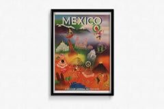 Circa 1950 original tourism poster for Mexico - Postwar travel art