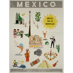 CIRCA 1950 Original Reiseplakat Mexiko, País de Maravillas