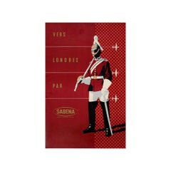 Circa 1950 original travel poster SABENA – Vers Londres aviation Belgium