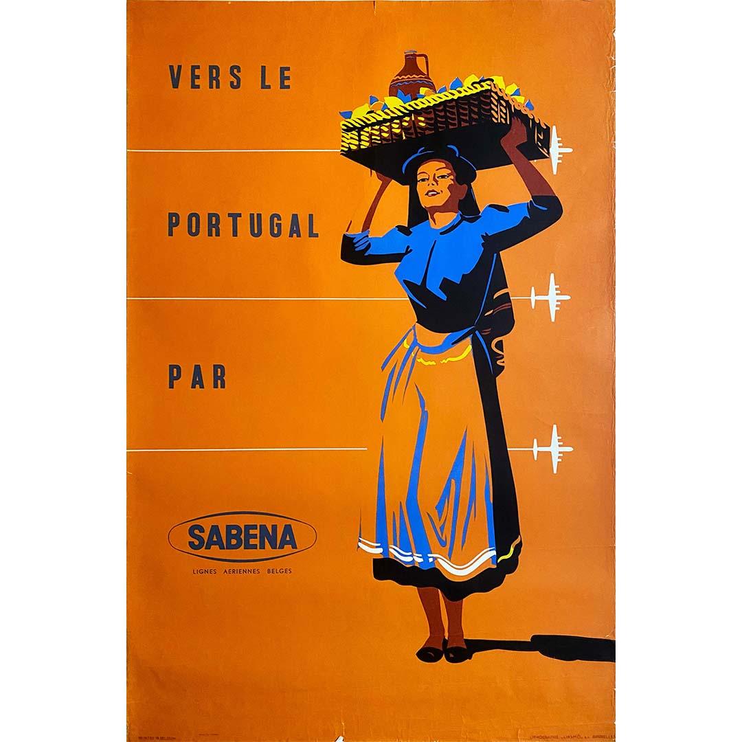 Circa 1950 Original travel poster - To Portugal by Sabena - Print by Unknown
