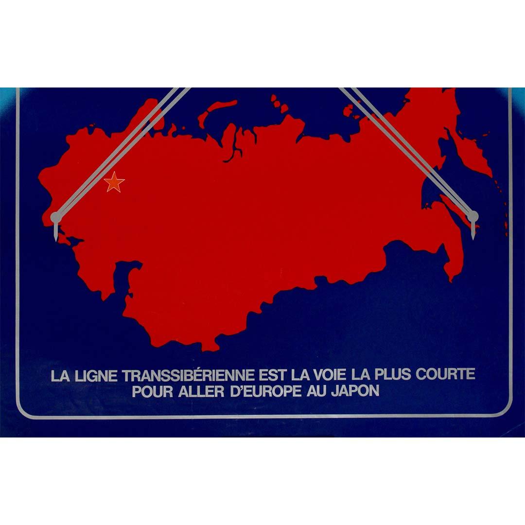 Circa 1960 Aeroflot Soviet Airlines original poster - Trans-Siberian route For Sale 1
