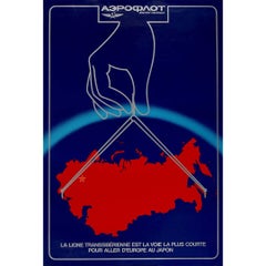 Circa 1960 Aeroflot Soviet Airlines original poster - Trans-Siberian route