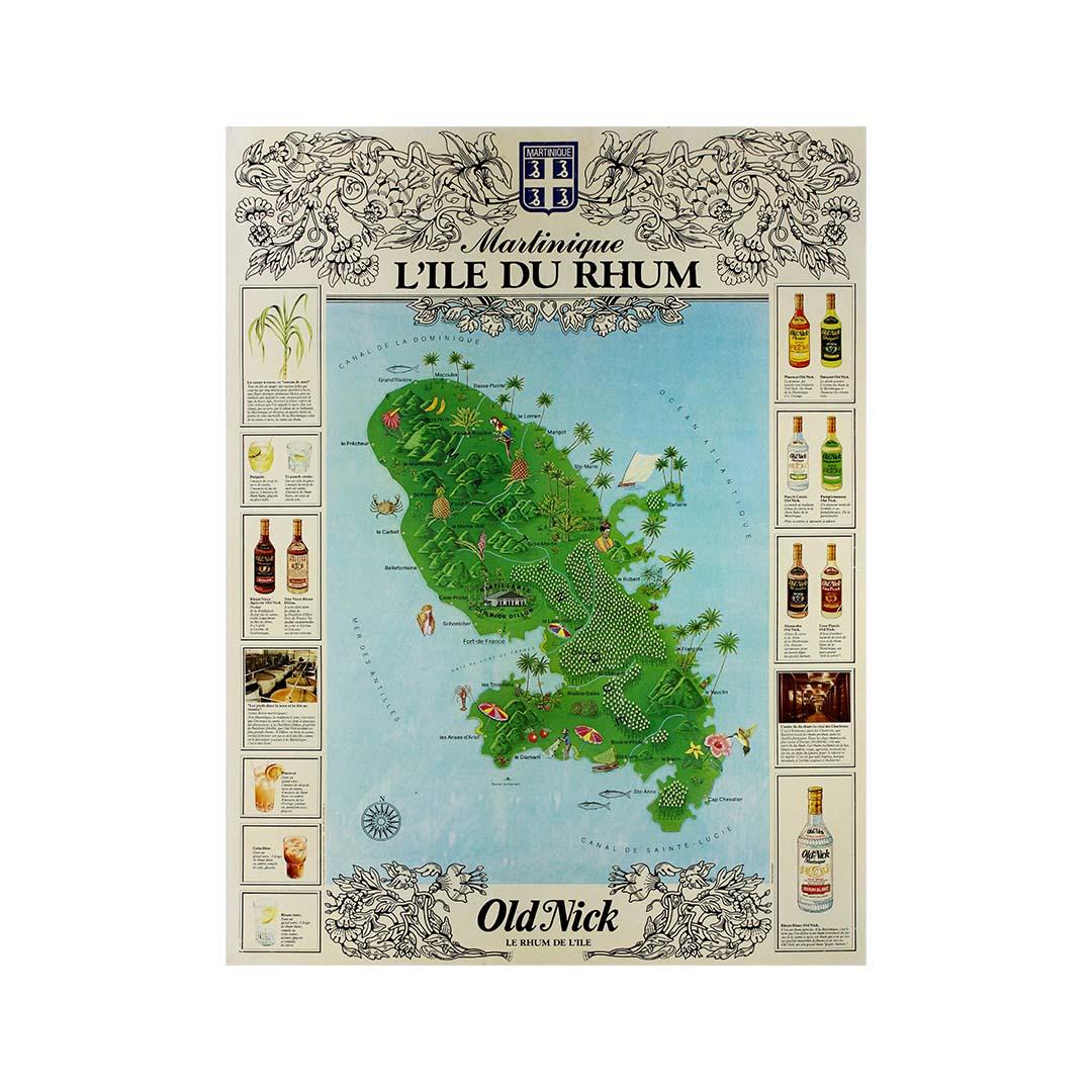 CIRCA 1960 Original-Werbeplakat, Old Nick: Martinique, L'île du Rhum im Angebot 2