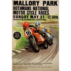 Manifesto originale del 1960 circa per le gare nazionali di motociclismo Rothmans