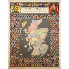 Circa 1960 Cartel original titulado "Scotland of Old" - Mapa del clan Bartholomews