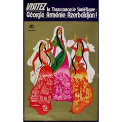 Circa 1960 original travel poster by Intourist - Georgia, Armenia, Azerbaijan