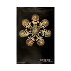 Circa 1960 Striking Peruvian tourism poster - Peru Cuchillo ceremonial (Tumi)