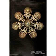 Circa 1960 Striking Peruvian tourism poster - Peru Cuchillo ceremonial (Tumi)