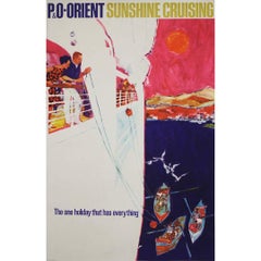 Poster di viaggio del 1960 circa - P & A - Linee Orientali - Crociera del Sole